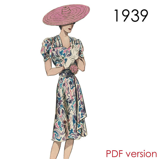 1939 Dress 102 cm (40") bust. PDF pattern.